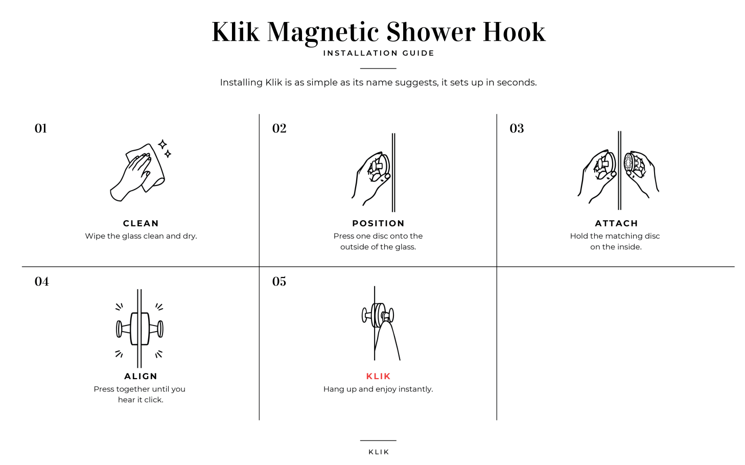 Klik Magnetic Shower Hook